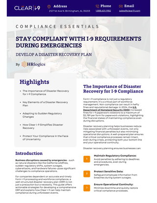 Stay Compliant with I-9 Requirements During Emergencies: Develop a Disaster Recovery Plan