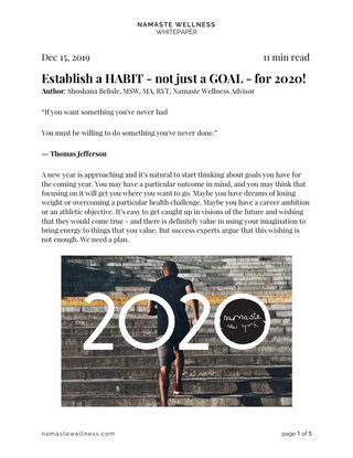Establish a HABIT – not just a GOAL