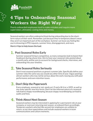 4 Tips to Onboard Seasonal Employees Successfully