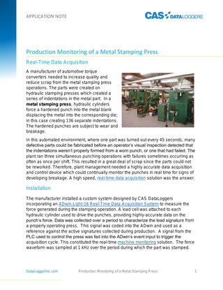 Production Monitoring of a Metal Stamping Press