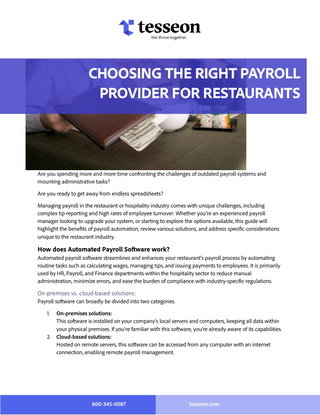 Choosing the right payroll service for restaurants.