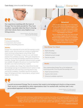 Orange Tree Employment Screening Case Study | Anne Arundel Dermatology
