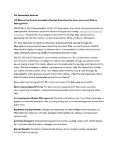 UC Alternative Unveils Innovative Savings Calculator for Unemployment Claims Management 