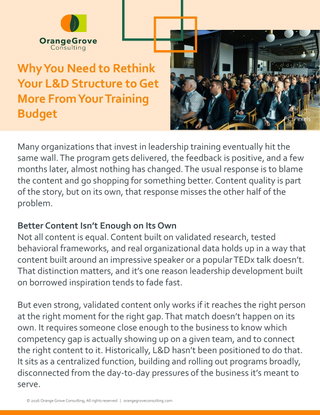 Why You Need to Rethink Your L&D Structure to Get More From Your Training Budget