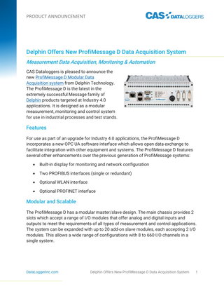 Delphin Offers New ProfiMessage D Data Acquisition System