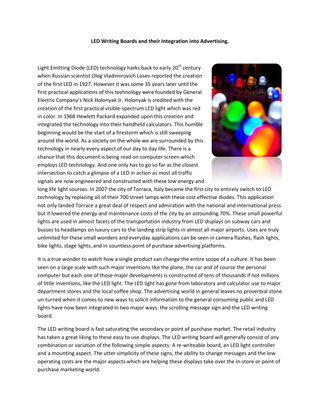 LED Writing Boards and their Integration into Advertising.