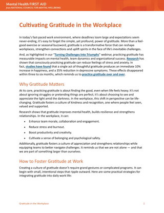 Cultivating Gratitude in the Workplace