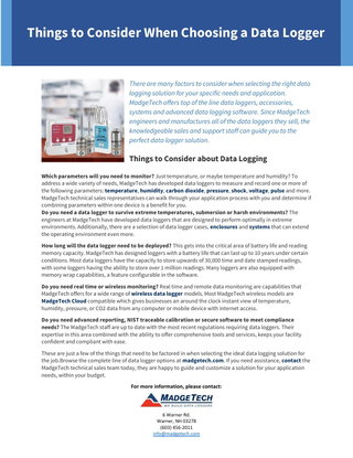 Things to Consider When Choosing a Data Logger