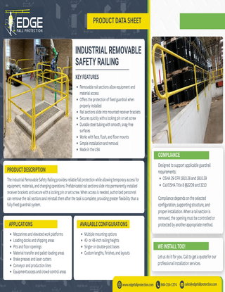 Industrial Removable Safety Railing Data Sheet