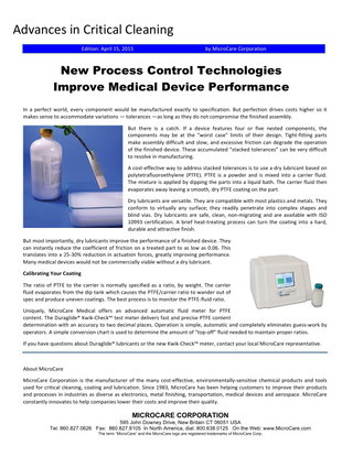 Advances in Critical Cleaning