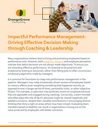 Impactful Performance Management: Driving Effective Decision-Making through Coaching & Leadership