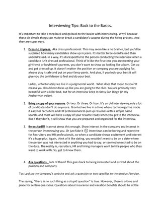 Interview Tips-Back to the Basics