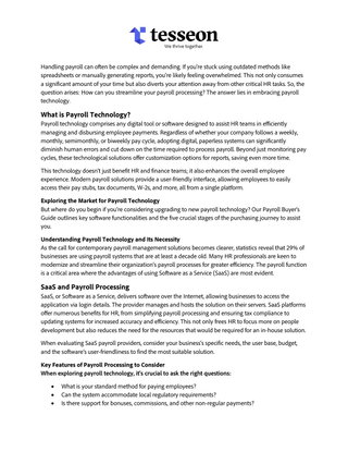 Payroll Systems: The Buying Process