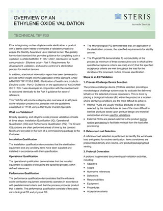 Overview of an Ethylene Oxide Sterilization Validation