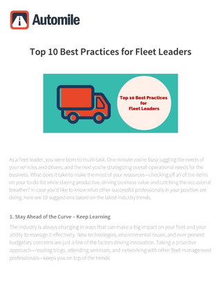 Top 10 Best Practices for Fleet Leaders