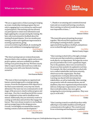 Idea Learning Client Testimonials