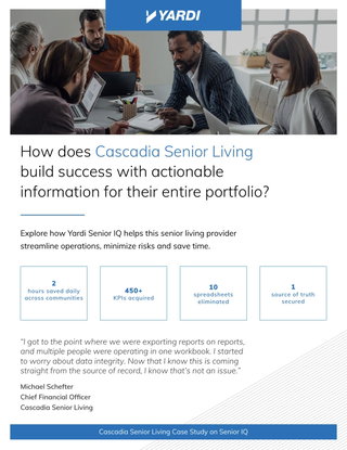 How does Cascadia Senior Living build success with actionable information for their entire portfolio? 