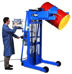 Scale-Equipped Vertical-Lift Drum Pourers