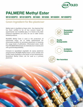 Methyl Ester: PALMERE ME - Green Ingredient for Bio-plasticiser