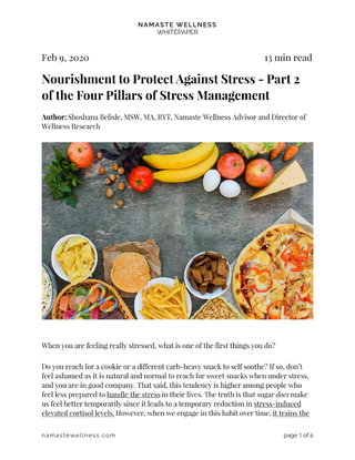Part 2 of the Four Pillars of Stress Management - Nourishment