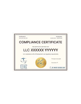 TERG is offering a new Service. TERG – HR COMPLIANCE – GET CERTIFIED