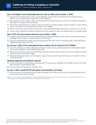 California AI Hiring Compliance Checklist (2026)