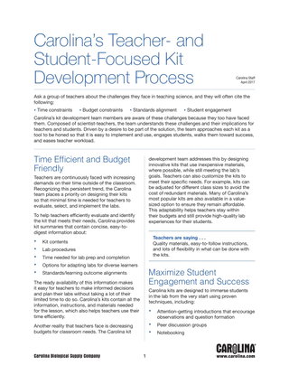 Carolina's Teacher and Student Focused Kit Developement Process