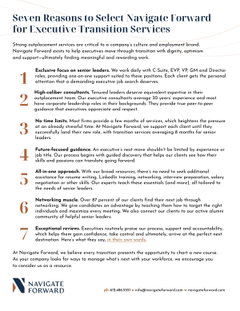 Seven Reasons to Select Navigate Forward for Executive Transition Services