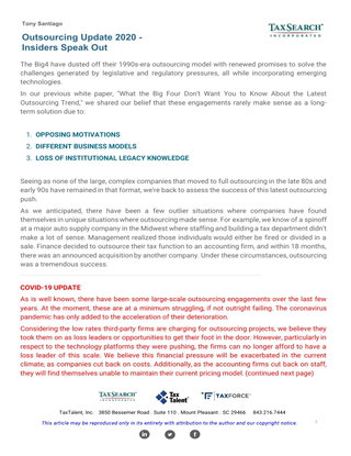 Outsourcing Update 2020 - Insiders Speak Out