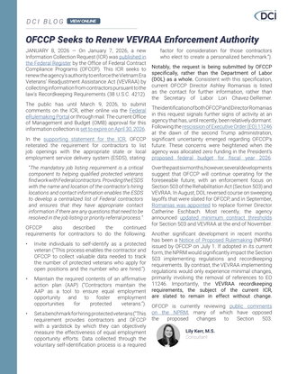 OFCCP Seeks to Renew VEVRAA Enforcement Authority