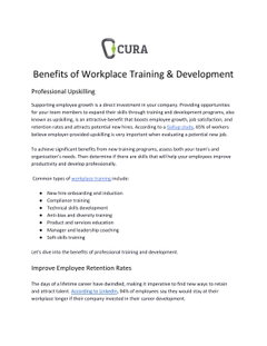 Benefits of Workplace Training & Development 