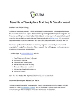 Benefits of Workplace Training & Development 