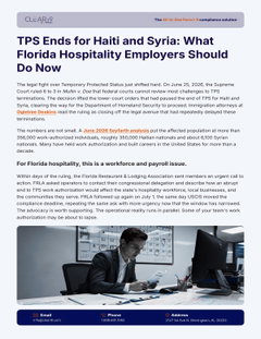 UPDATE JULY 13: TPS Ends for Haiti and Syria: What Florida Hospitality Employers Should Do Now