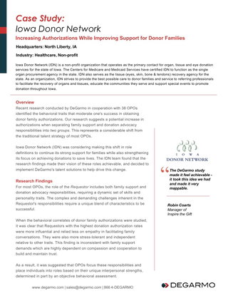 DeGarmo Helps Iowa Donor Network Increase Authorizations
