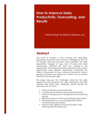 How to Improve Sales Productivity, Forecasting and Results