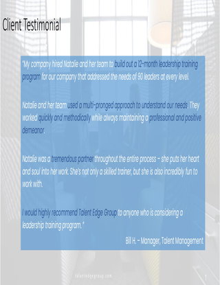 Testimonial - Leadership Development Program