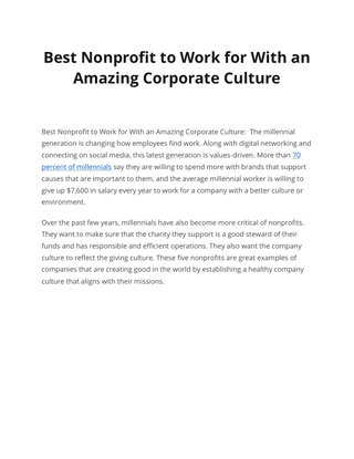 Best Nonprofit to Work for With an  Amazing Corporate Culture