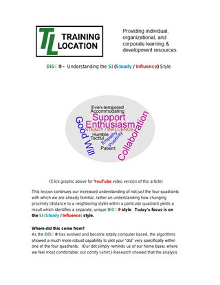DiSC® -  Understanding the Si (Steady / Influence) Style