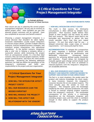4 Critical Questions for Your Project Management Integrator 