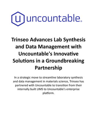 Trinseo Advances Lab Synthesis and Data Management with Uncountable's Innovative Solutions