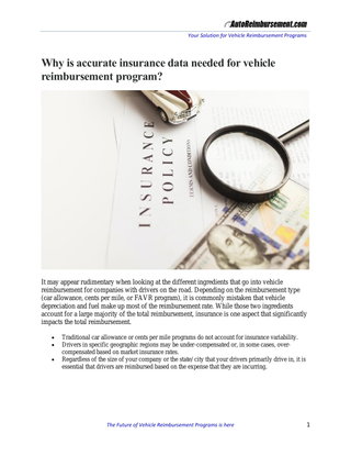 Why is accurate insurance data needed for vehicle reimbursement program?