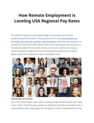 How Remote Employment is  Leveling USA Regional Pay Rates