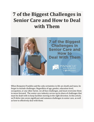 7 of the Biggest Challenges in Senior Care and How to Deal with Them