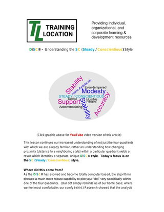 DiSC® -  Understanding the SC (Steady / Conscientious) Style