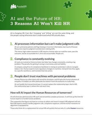3 Reasons AI Won't Kill HR