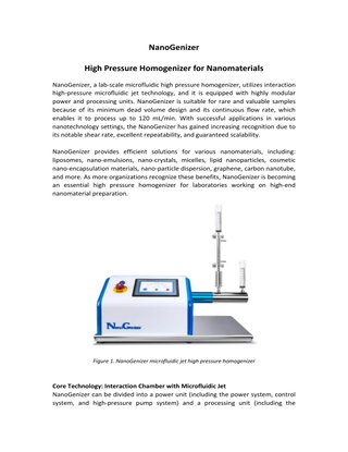 NanoGenizer: High Pressure Homogenizer for Nanomaterials