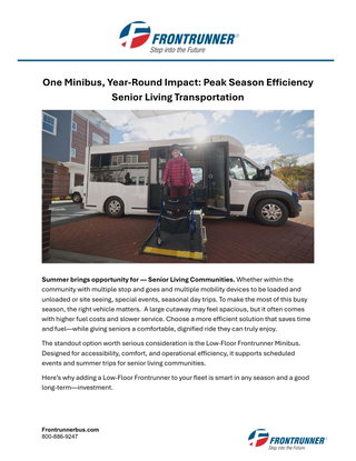 One Minibus, Year-Round Impact: Peak Season Efficiency for Summer Senior Living Transportation
