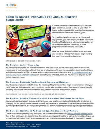 Problem Solved: Preparing for Annual Benefits Enrollment