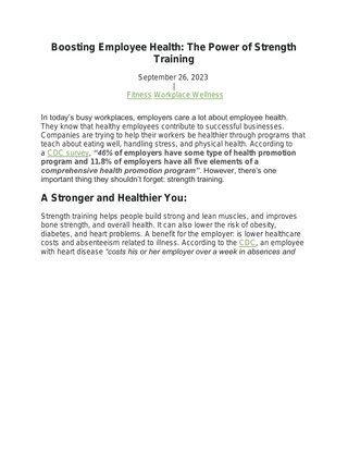 Boosting Employee Health and Wellness 