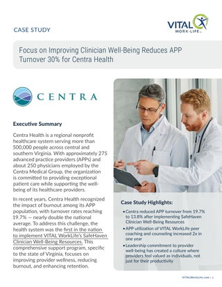 Focus on Improving Clinician Well-Being Reduces APP Turnover 30% for Centra Health